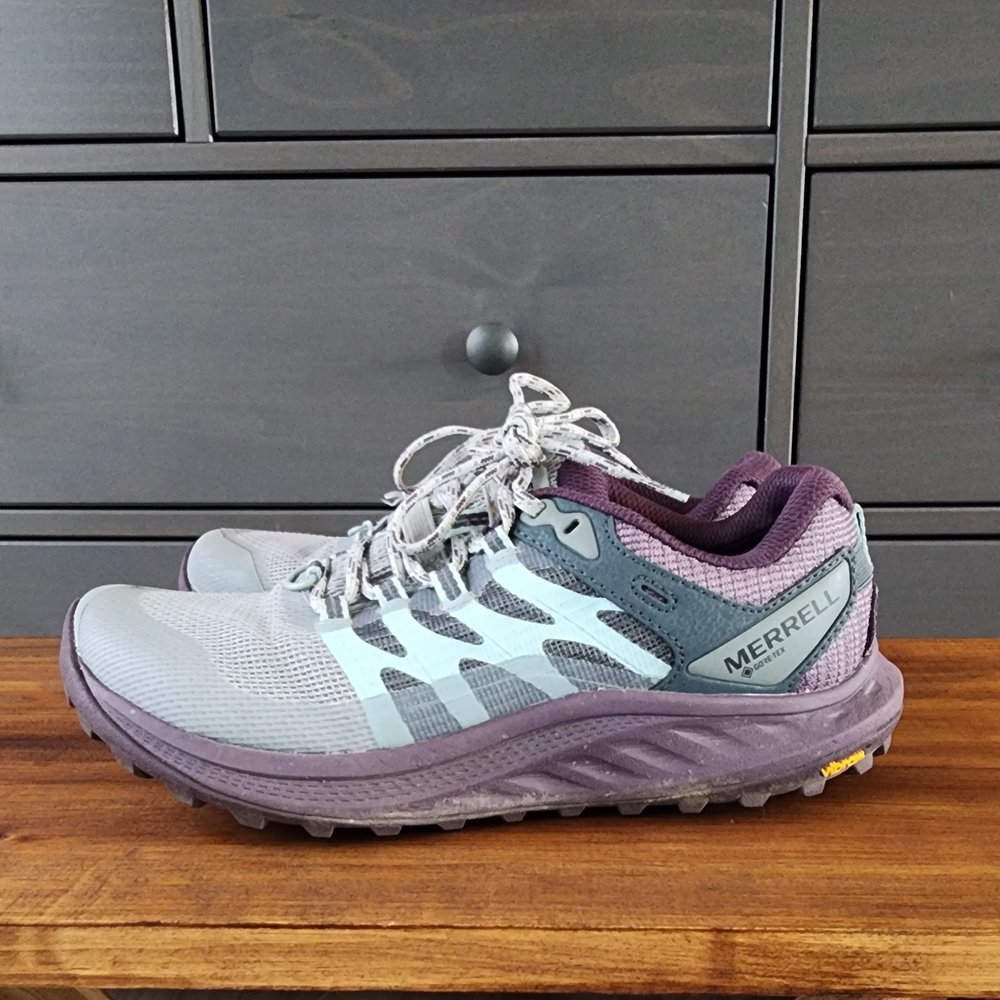 Merrell Athletic Shoes Gray and Purple Trail Design Antora Goretex 3